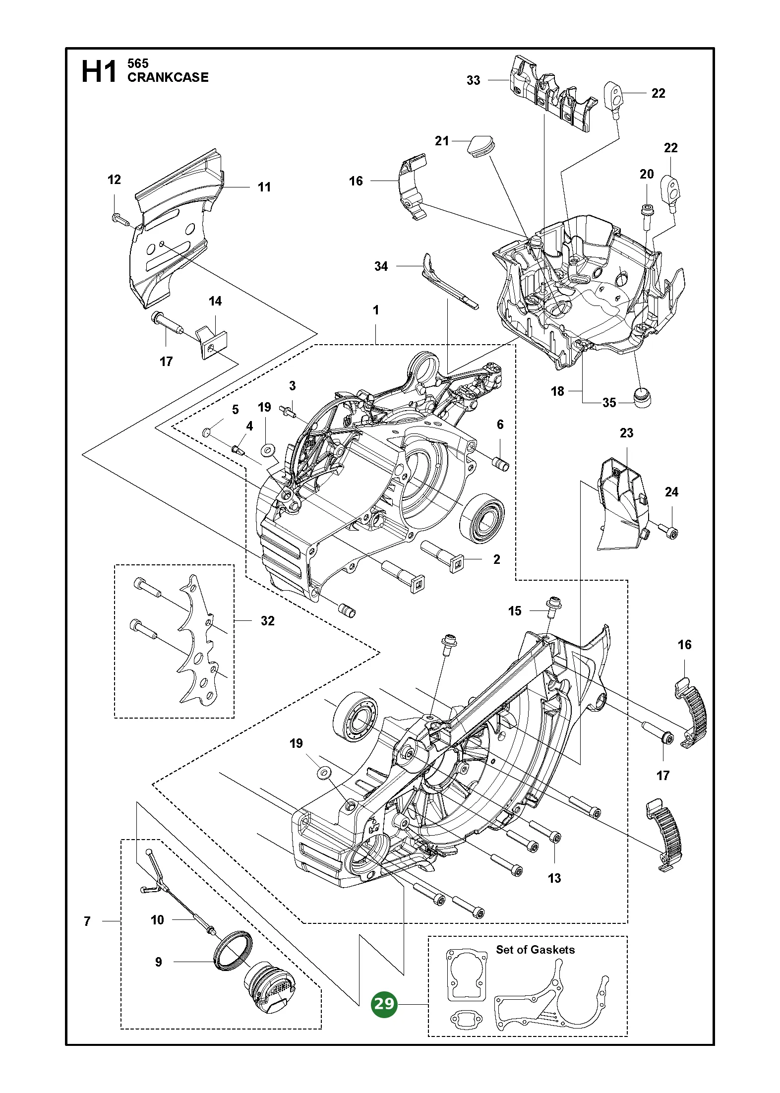 Dichtungssatz f&uuml;r Husqvarna Motors&auml;gen 565, 572...