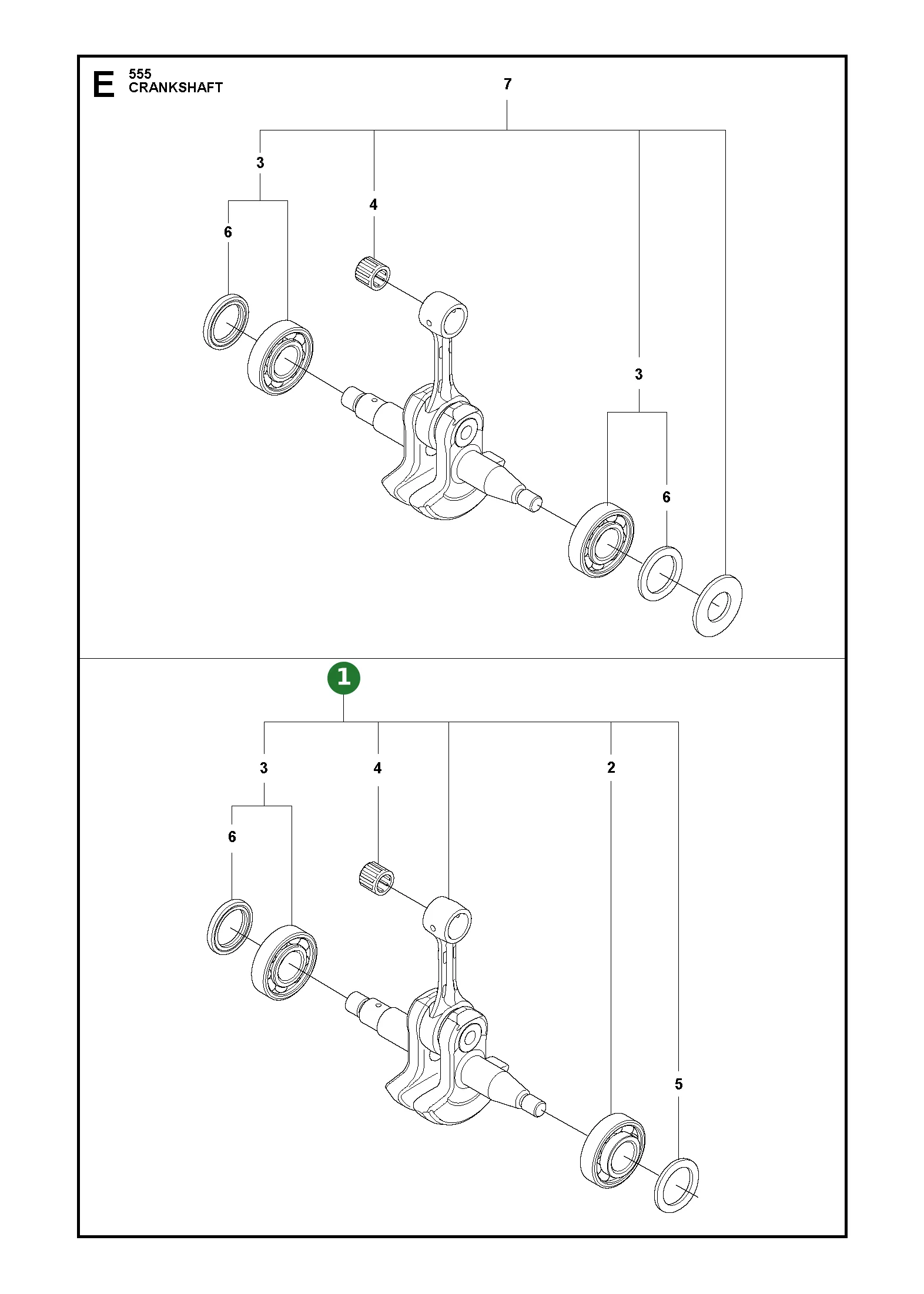 Kurbelwelle Kpl. f&uuml;r Husqvarna Motors&auml;gen 555