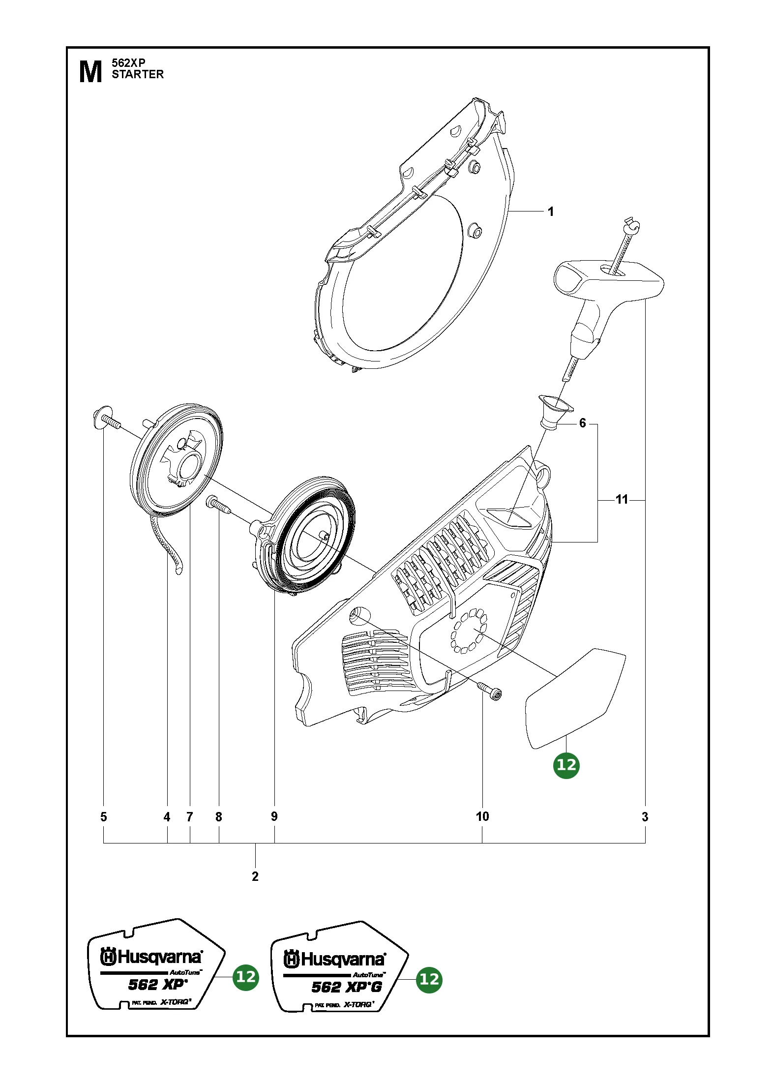 Etikett f&uuml;r Husqvarna Motors&auml;gen 562 XP, 562 XP...