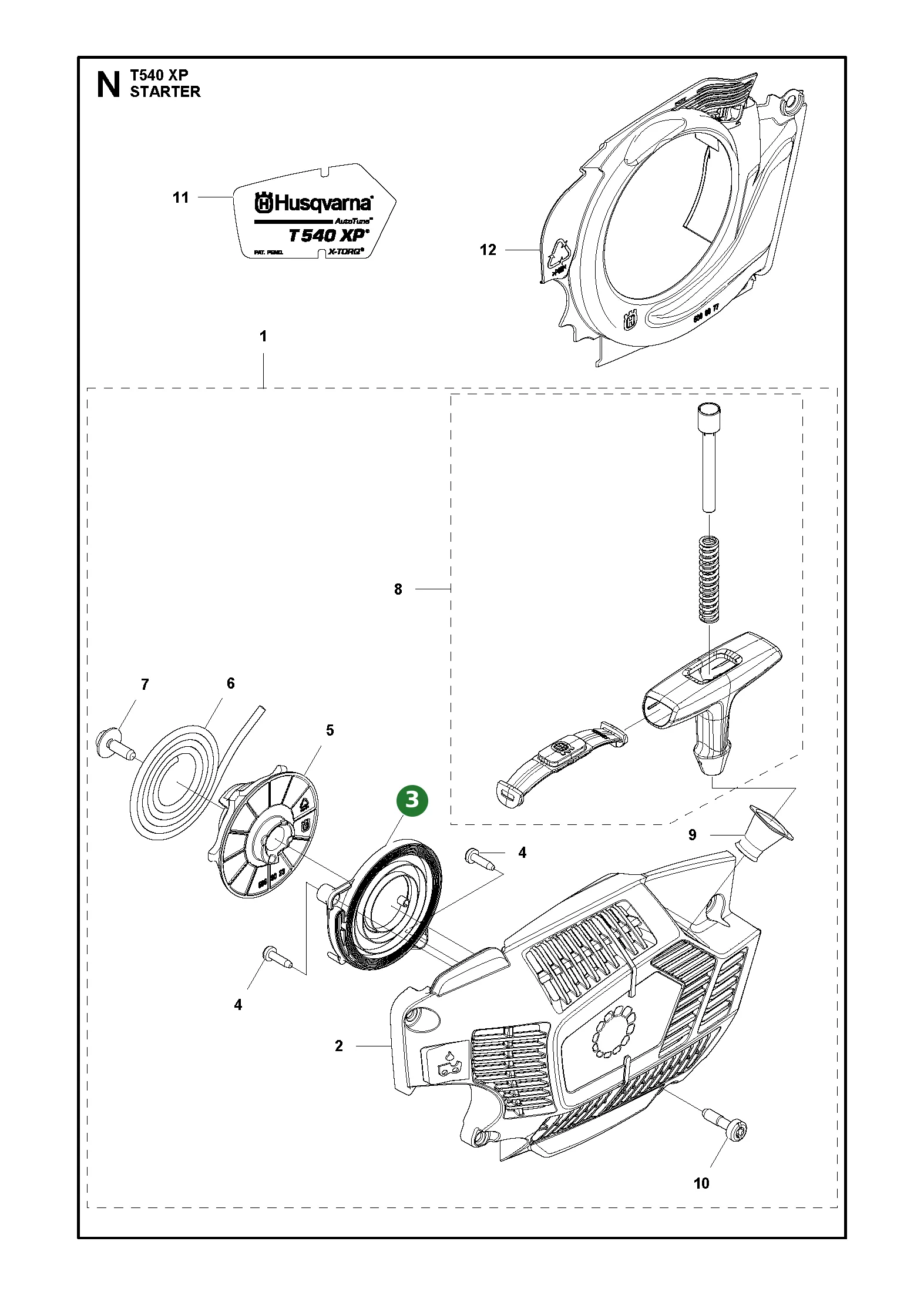 Federkassette Kpl. f&uuml;r Husqvarna Motors&auml;gen...