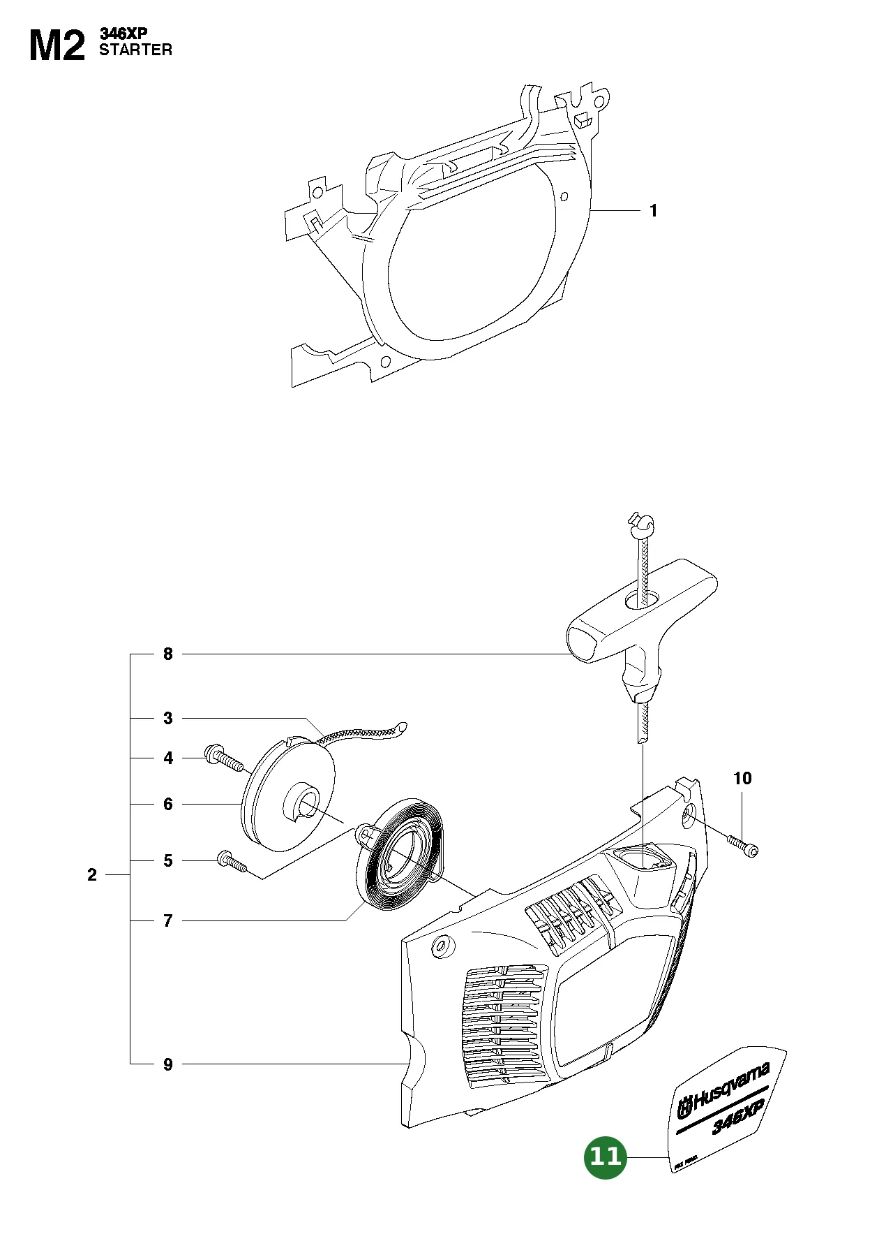 Etikett f&uuml;r Husqvarna Motors&auml;gen 346 XP, 346 XP G