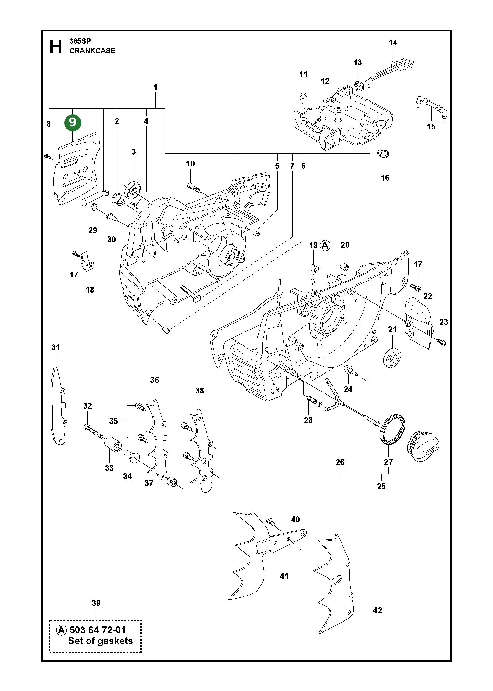 Satz f&uuml;r Husqvarna Motors&auml;gen 362, 362 XP, 365...