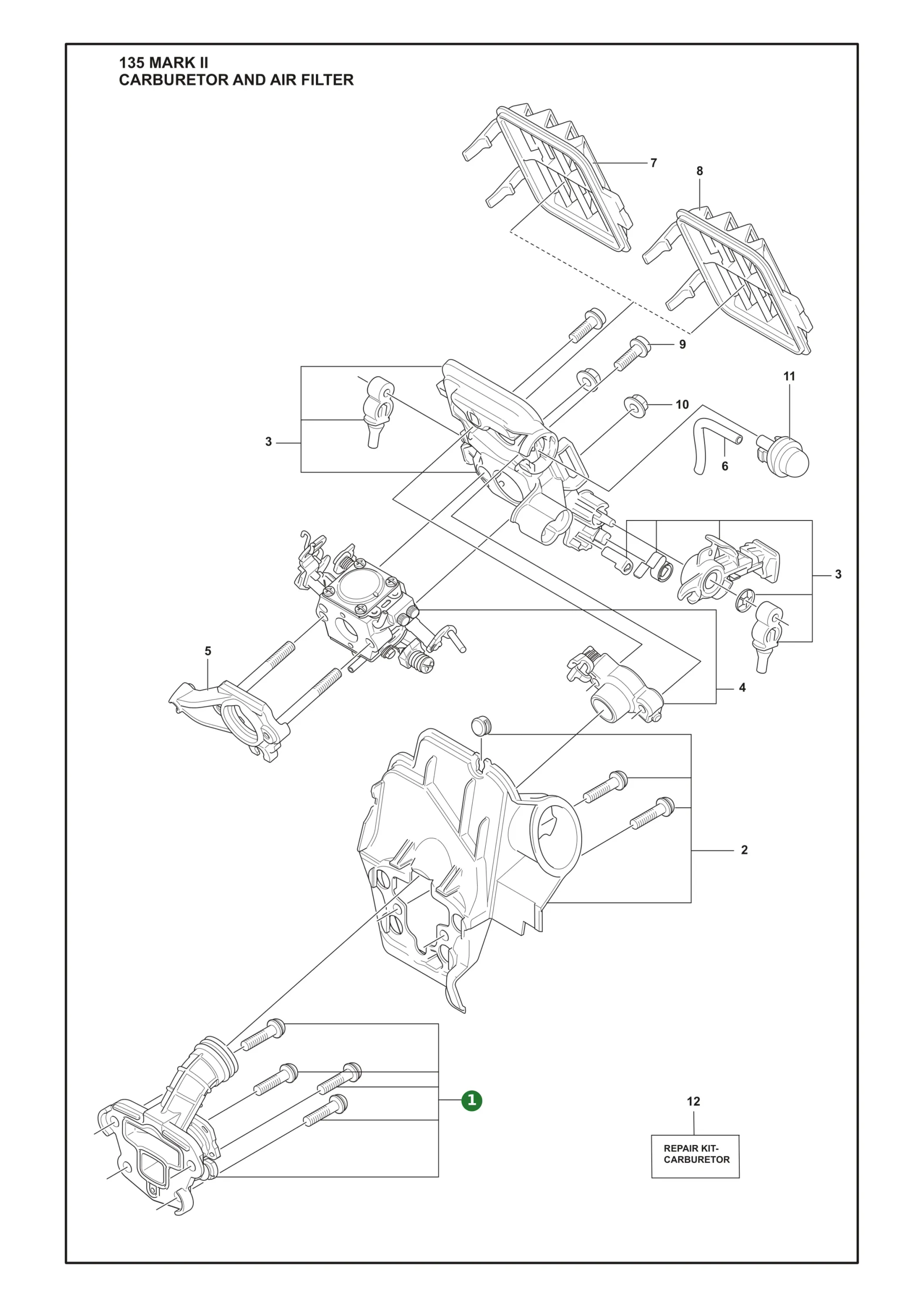 Einlass f&uuml;r Husqvarna Motors&auml;gen 130, 135 II