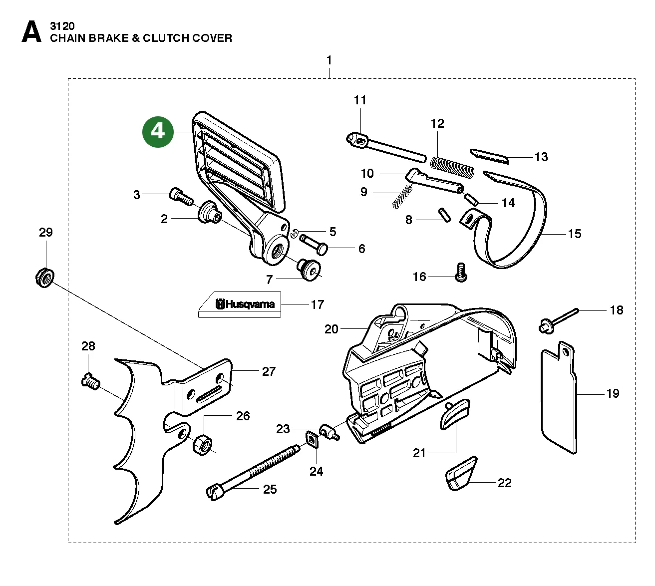 Handschutz f&uuml;r Husqvarna Motors&auml;gen 3120, 3120 XP