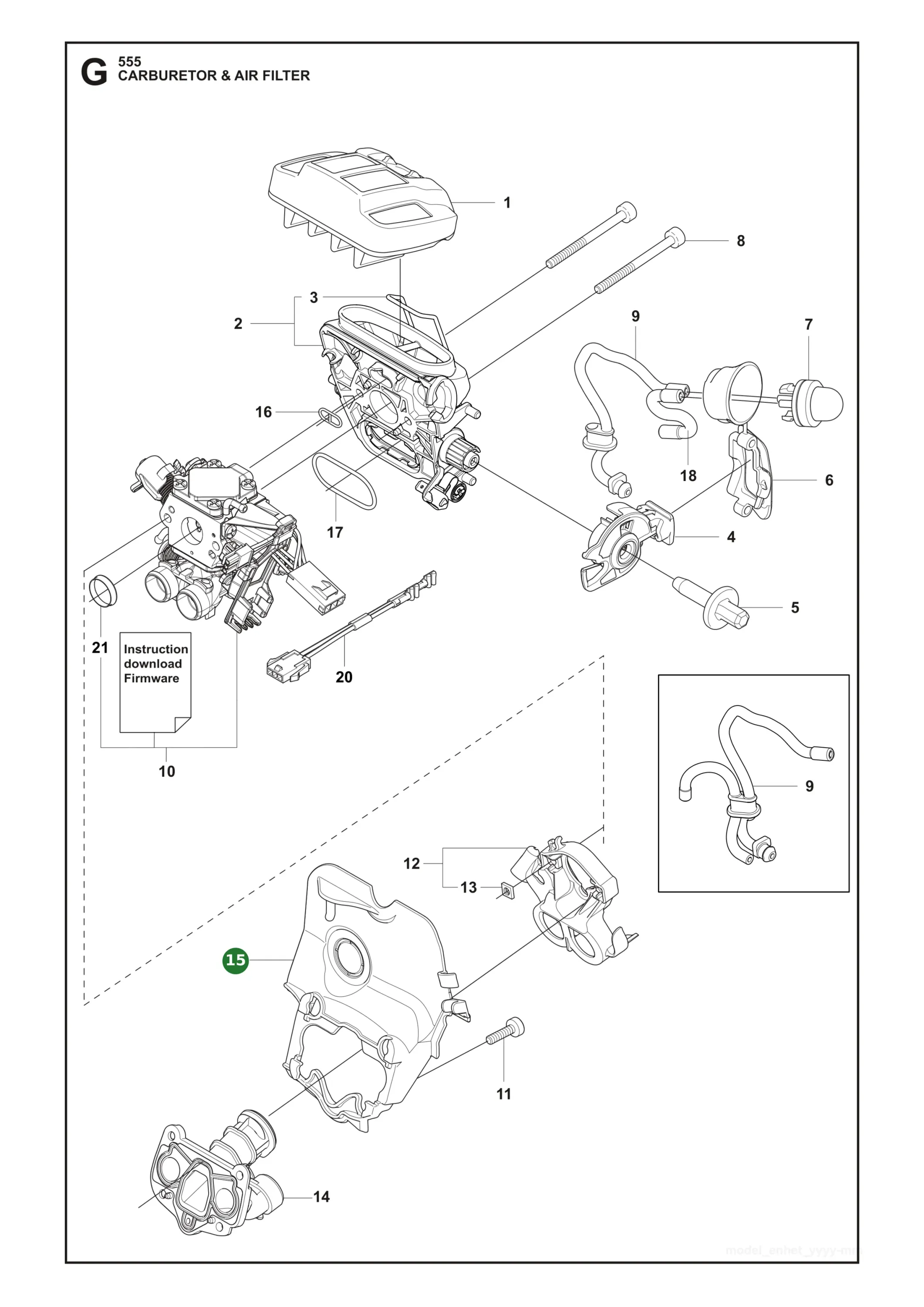 Intermediate Wall f&uuml;r Husqvarna Motors&auml;gen 555,...