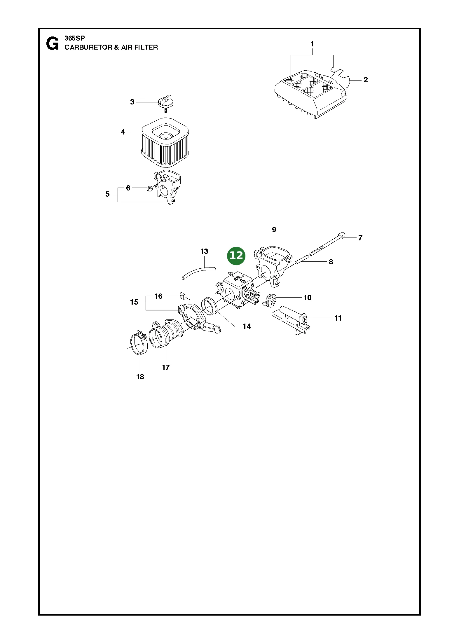Vergaser f&uuml;r Husqvarna Motors&auml;gen 362, 362 XP,...