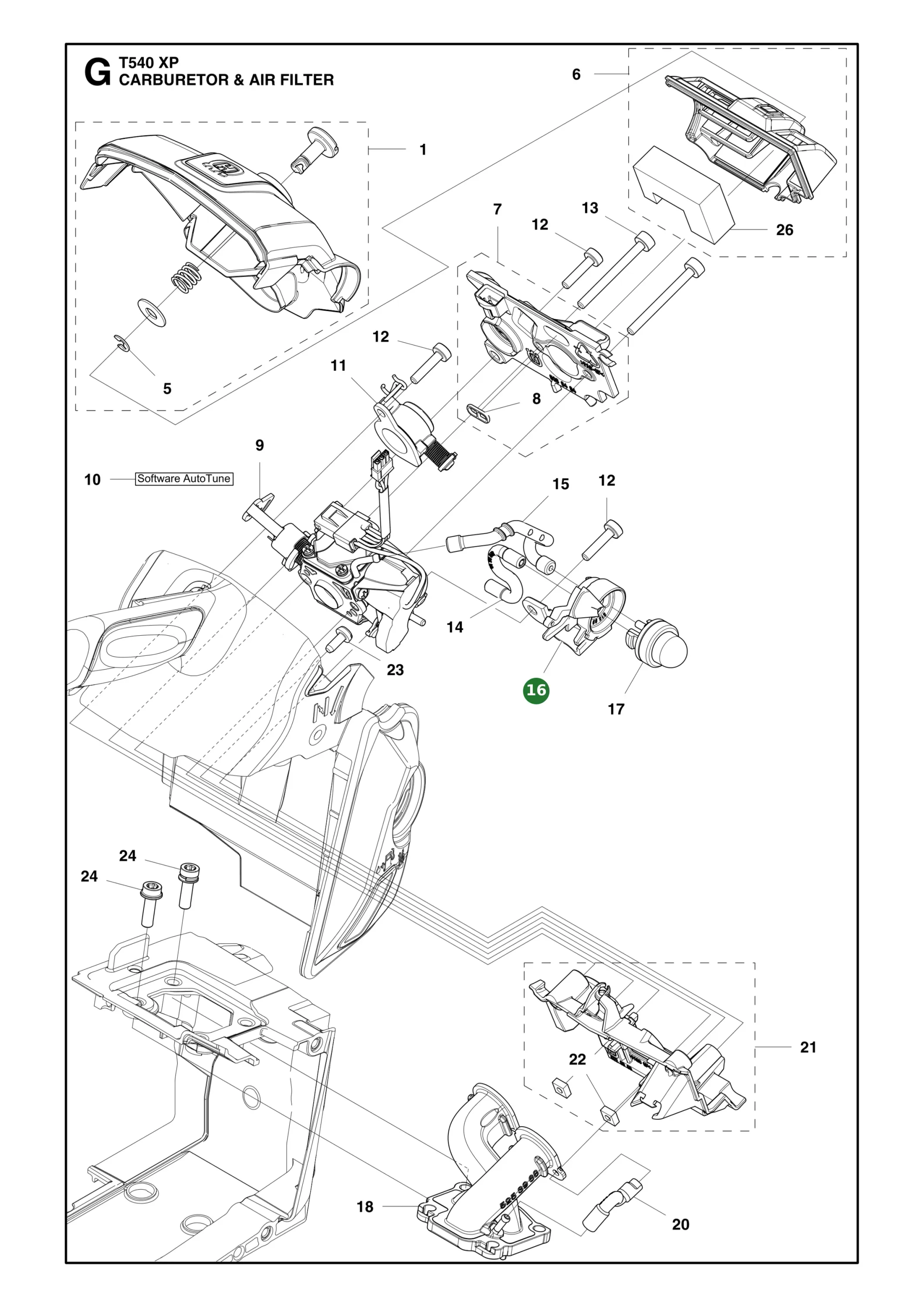 Chokehebel Kpl. f&uuml;r Husqvarna Motors&auml;gen T540...