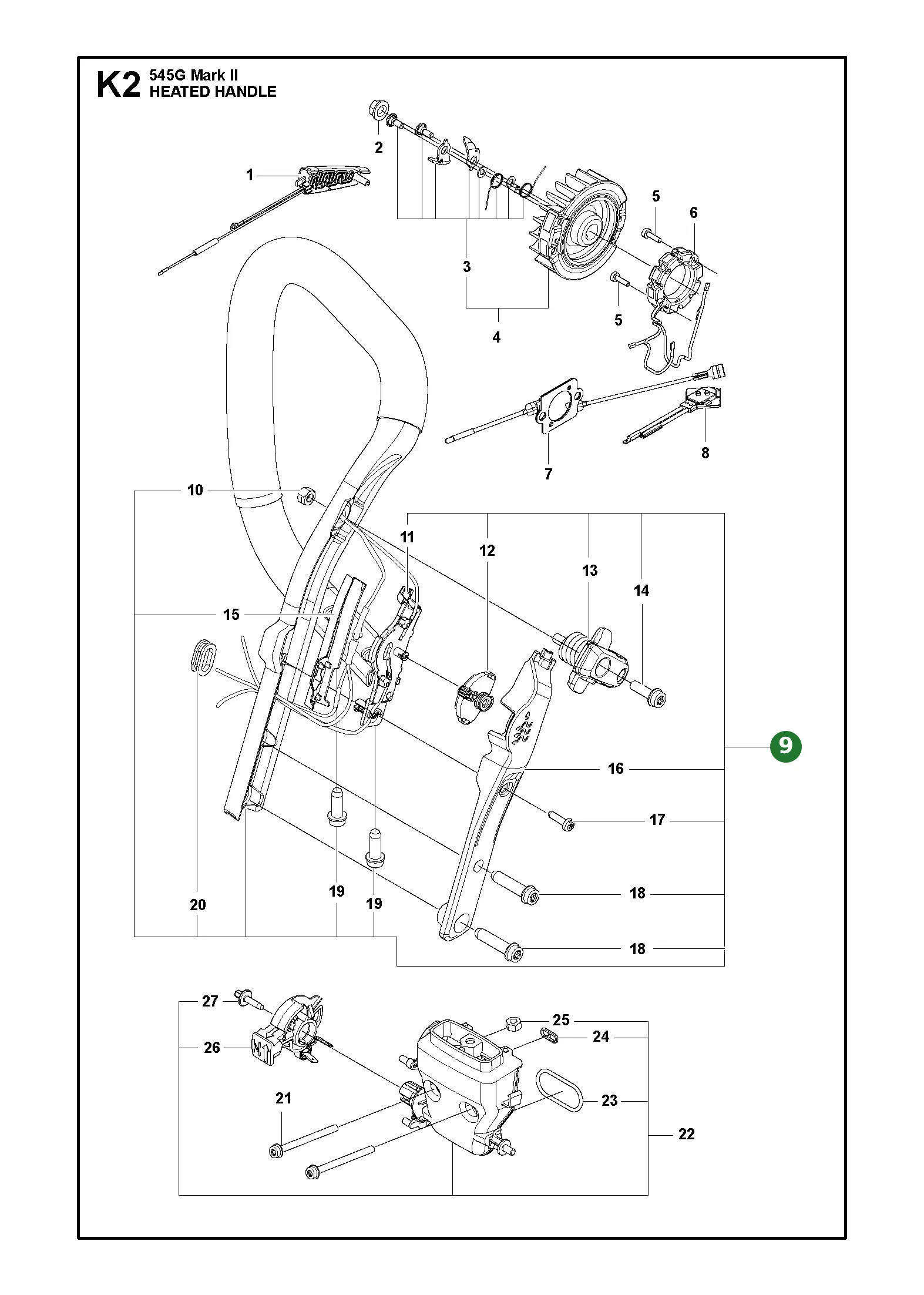 Griffsystem f&uuml;r Husqvarna Motors&auml;gen 545 II,...