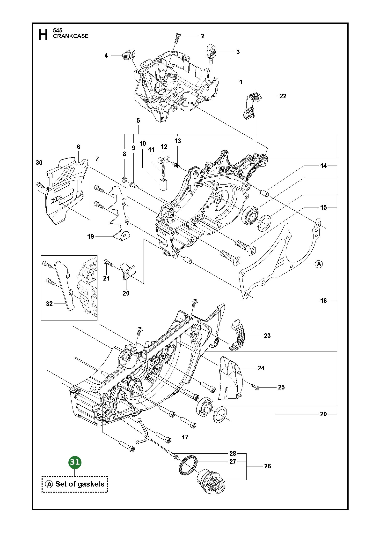 Dichtungssatz f&uuml;r Husqvarna Motors&auml;gen 545, 550...