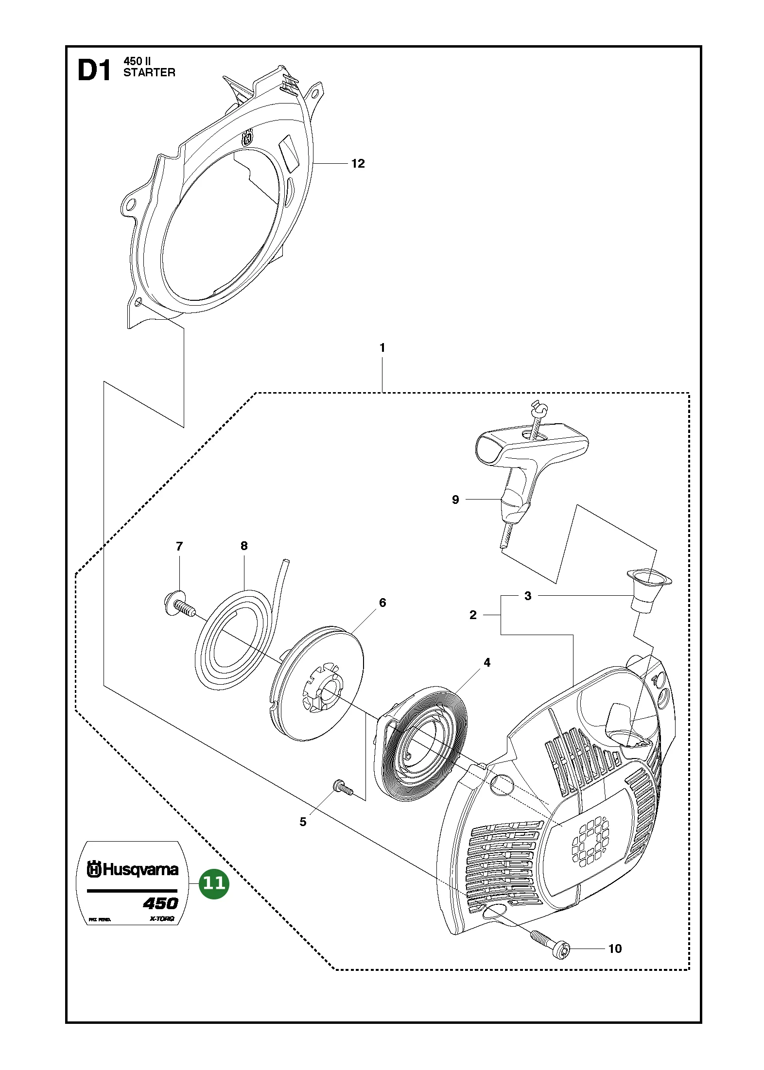 Etikett f&uuml;r Husqvarna Motors&auml;gen 450 Rancher,...