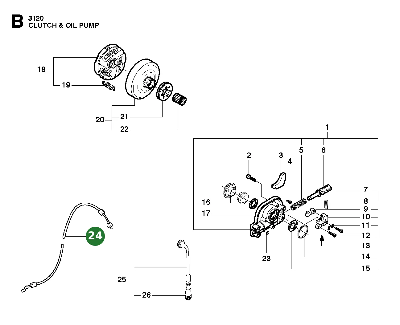 Kabel Kpl. f&uuml;r Husqvarna Motors&auml;gen 3120, 3120 XP