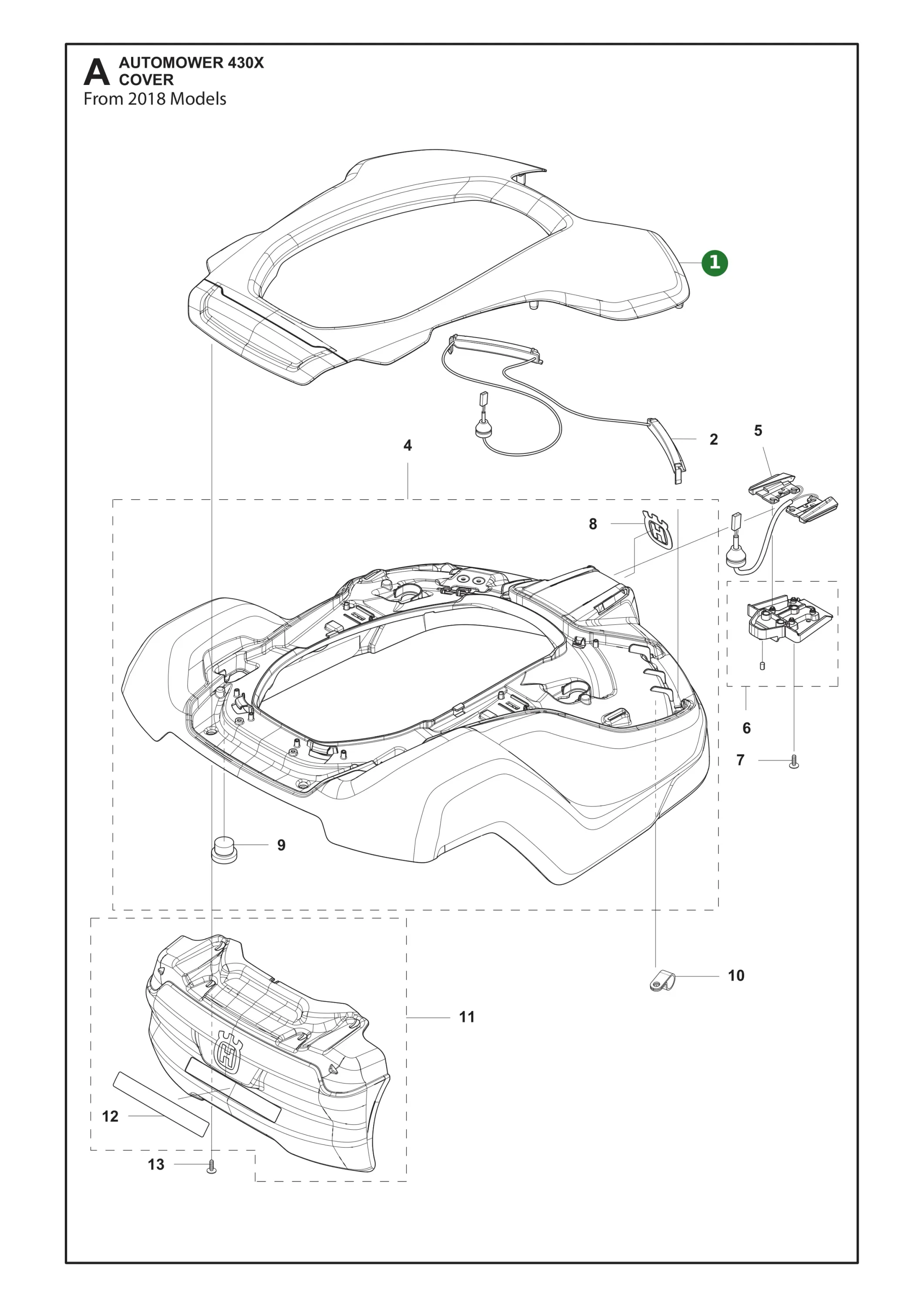 Husqvarna Wechselcover grau f&uuml;r AM430X (LED)