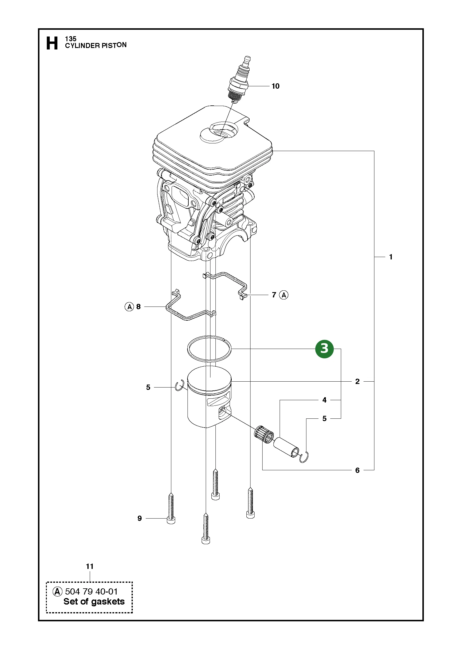 Kolbenring f&uuml;r Husqvarna Motors&auml;gen 135, 140,...