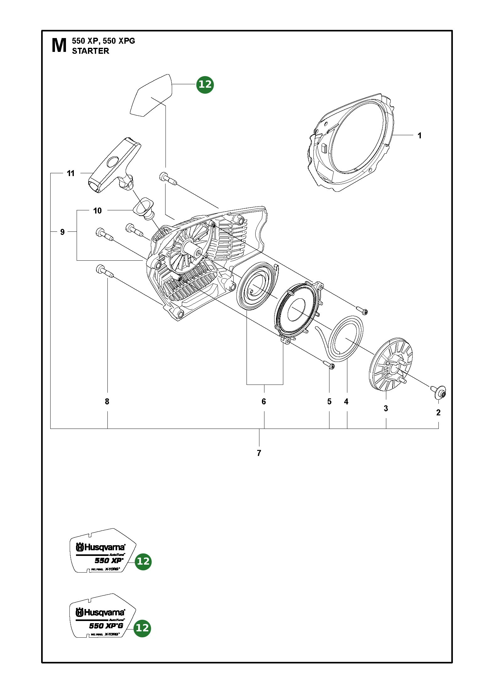 Etikett f&uuml;r Husqvarna Motors&auml;gen 550 XP, 550 XP G