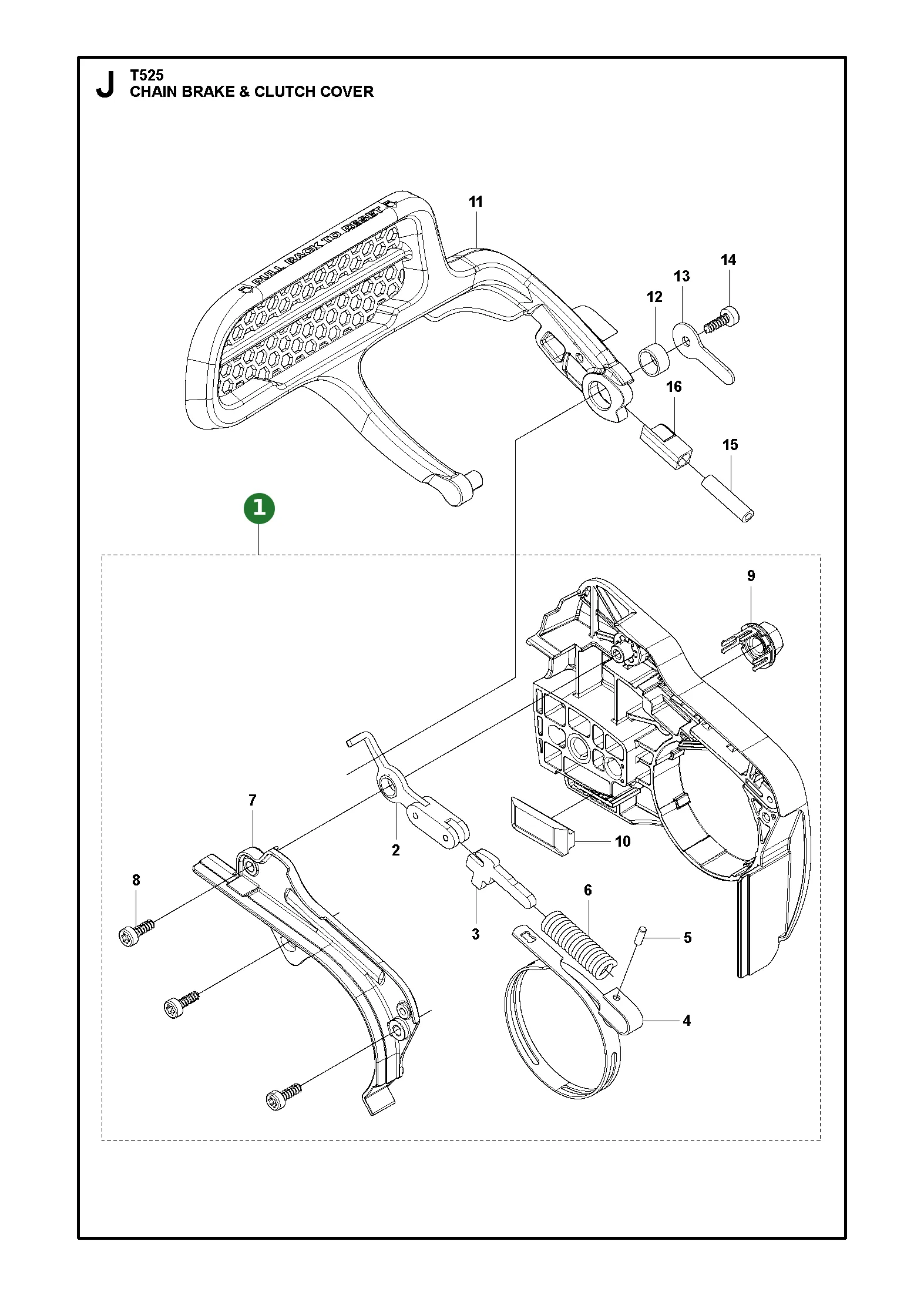 Kettenbremse Kpl. f&uuml;r Husqvarna Motors&auml;gen T525