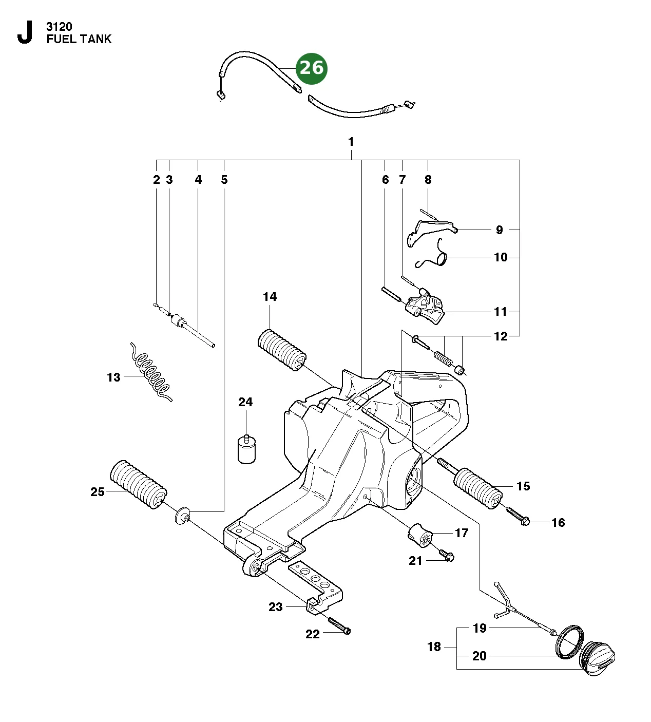 Kabel f&uuml;r Husqvarna Motors&auml;gen 3120, 3120 XP