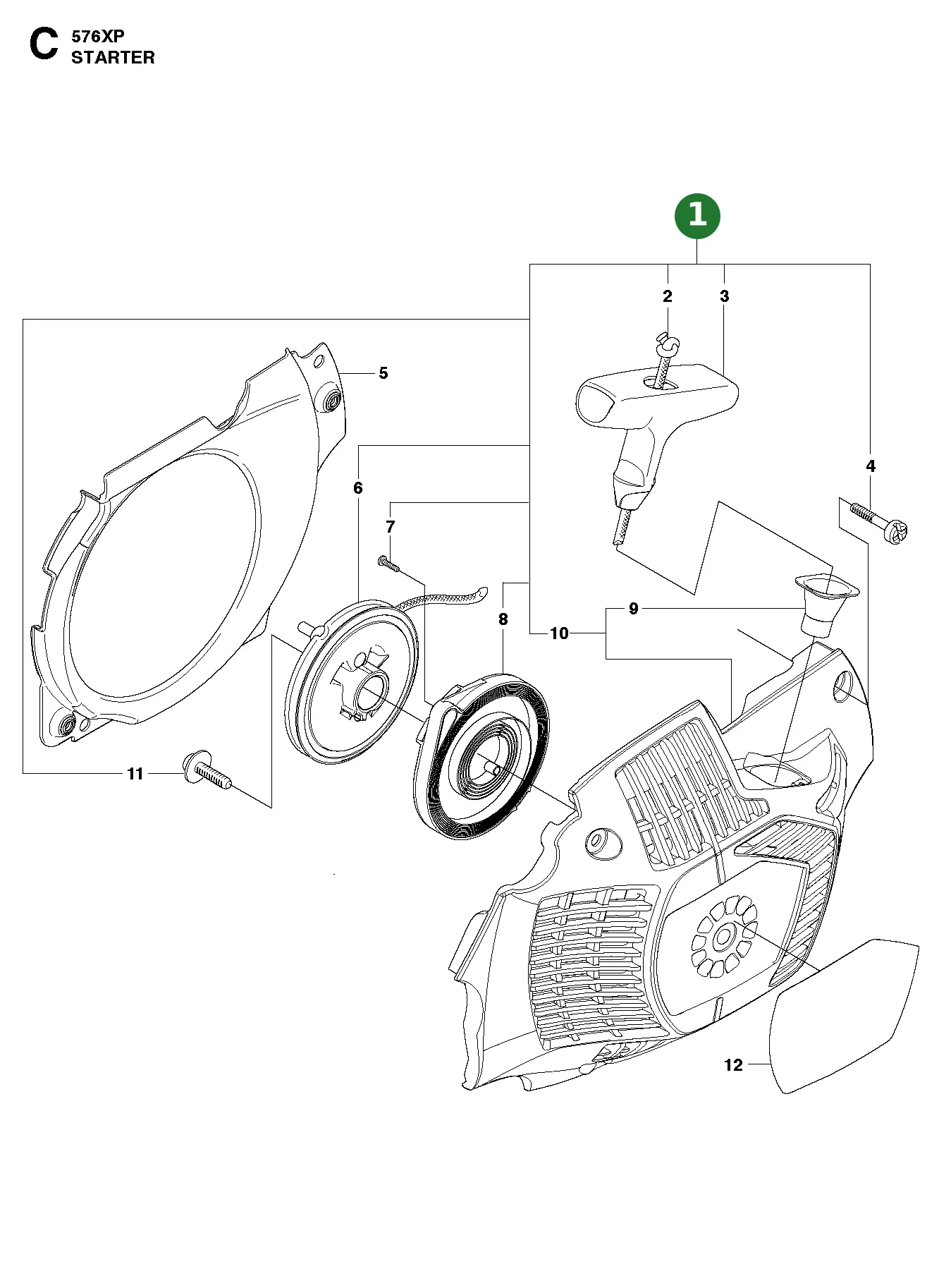 Startvorrichtung Kpl. f&uuml;r Husqvarna Motors&auml;gen...