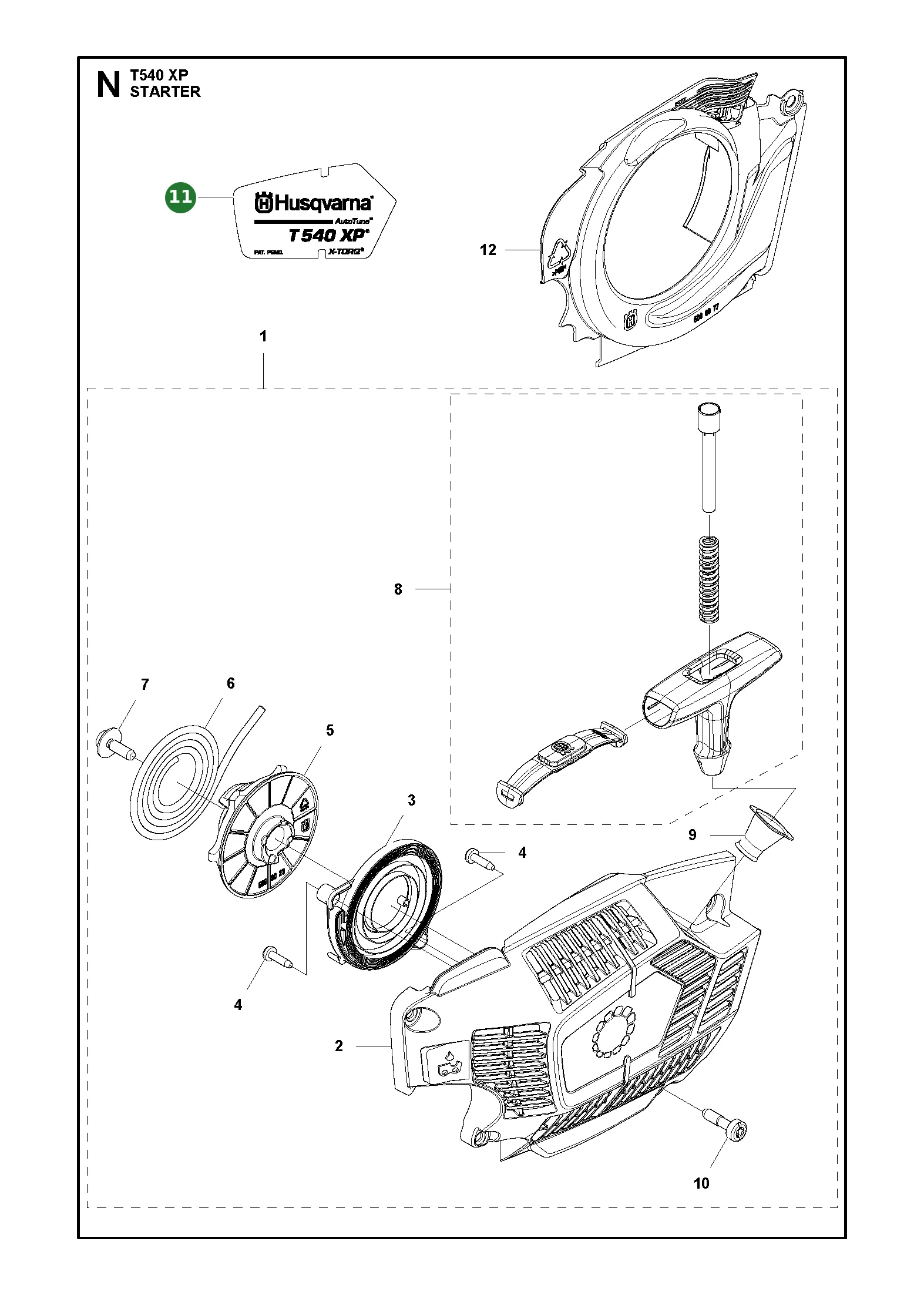 Aufkleber f&uuml;r Husqvarna Motors&auml;gen T540 XP,...