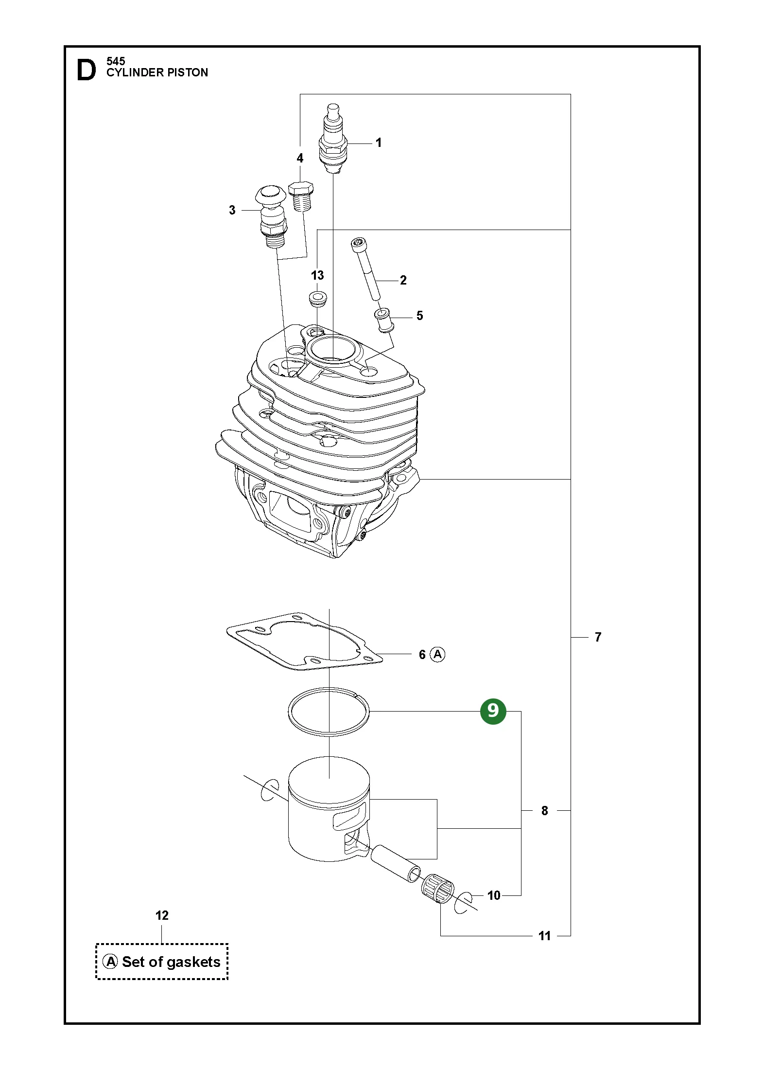 Kolbenring f&uuml;r Husqvarna Motors&auml;gen 545, 550...