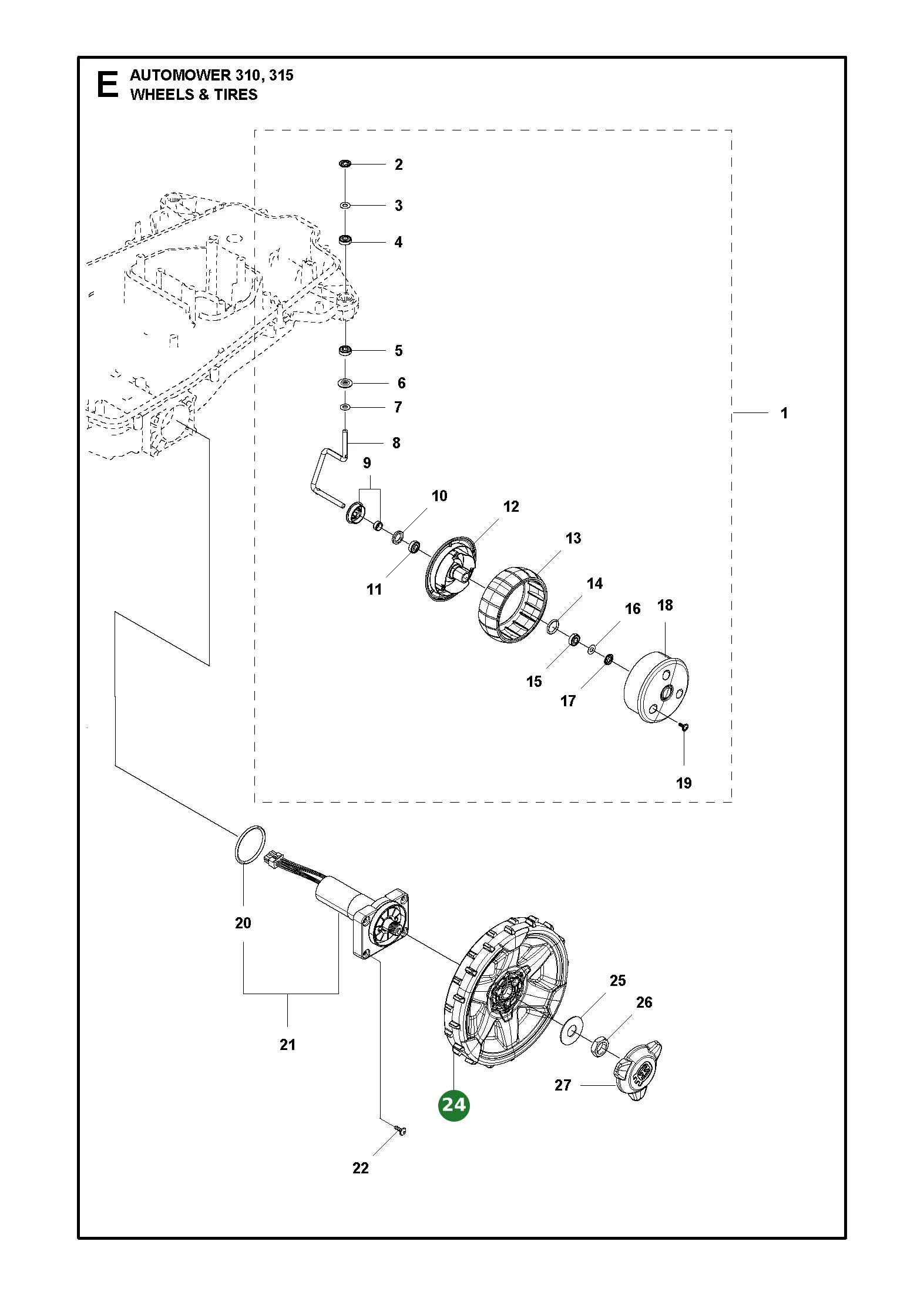 Husqvarna Hinterrad f&uuml;r Automower 310 315