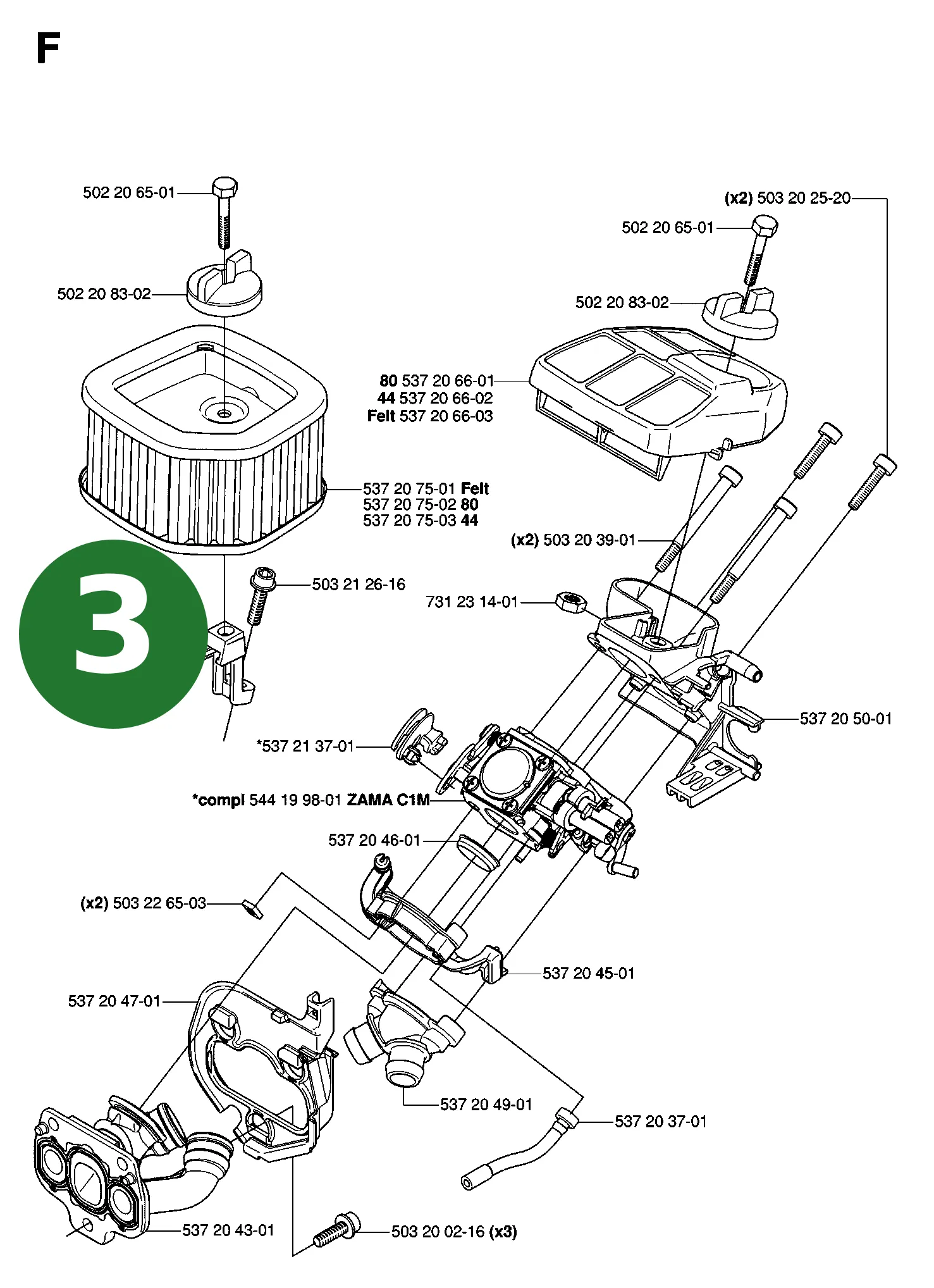 Adapter f&uuml;r Husqvarna Motors&auml;gen 575 XP, 575...