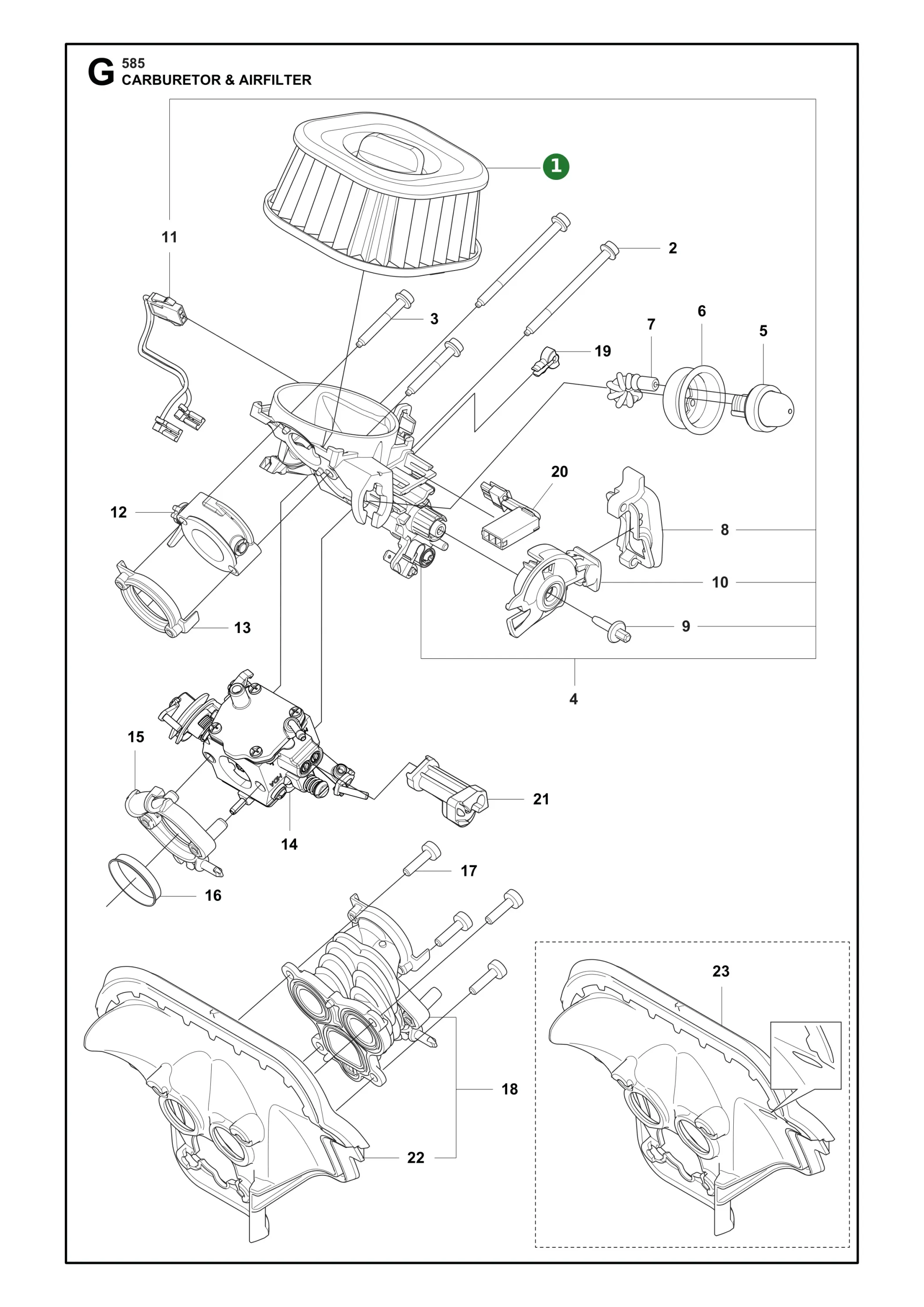 Luftfilter Kpl. f&uuml;r Husqvarna Motors&auml;gen 585,...