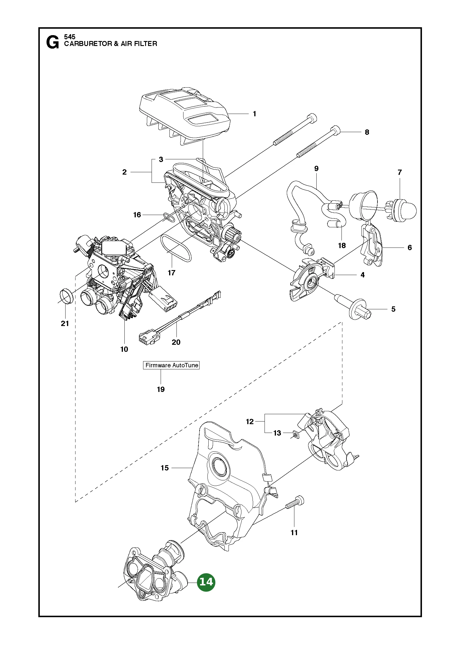 Ansaugrohr Kpl. f&uuml;r Husqvarna Motors&auml;gen 545,...