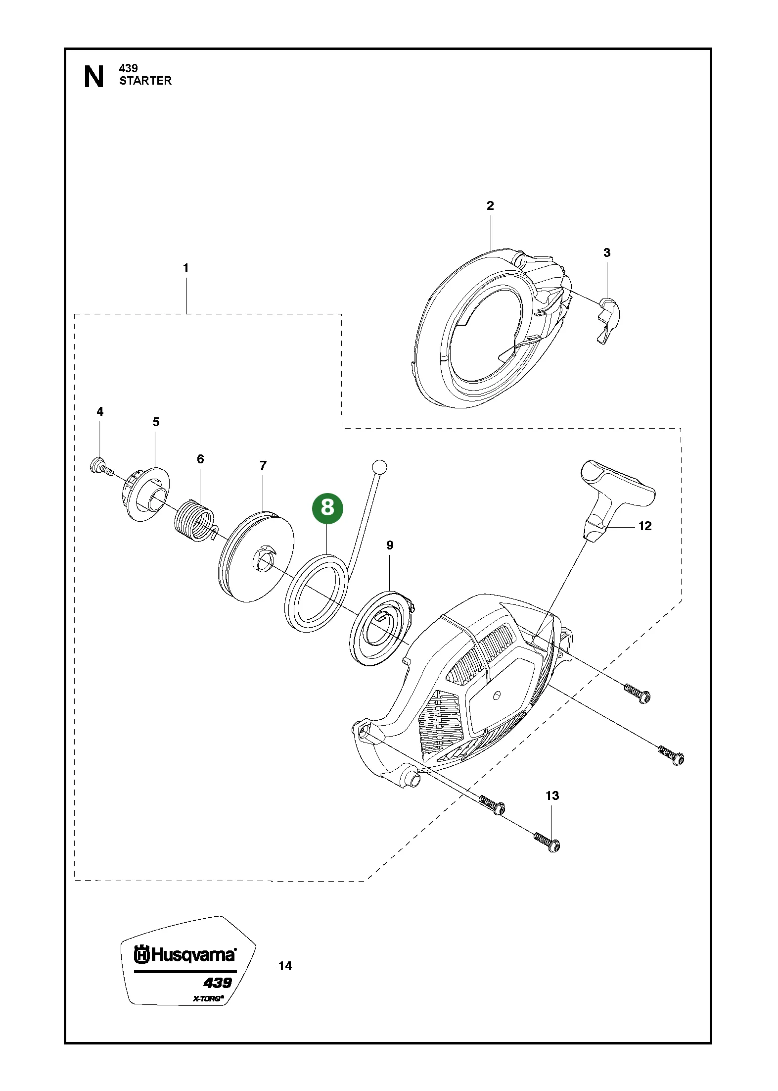 Seil f&uuml;r Husqvarna Motors&auml;gen 439, T435