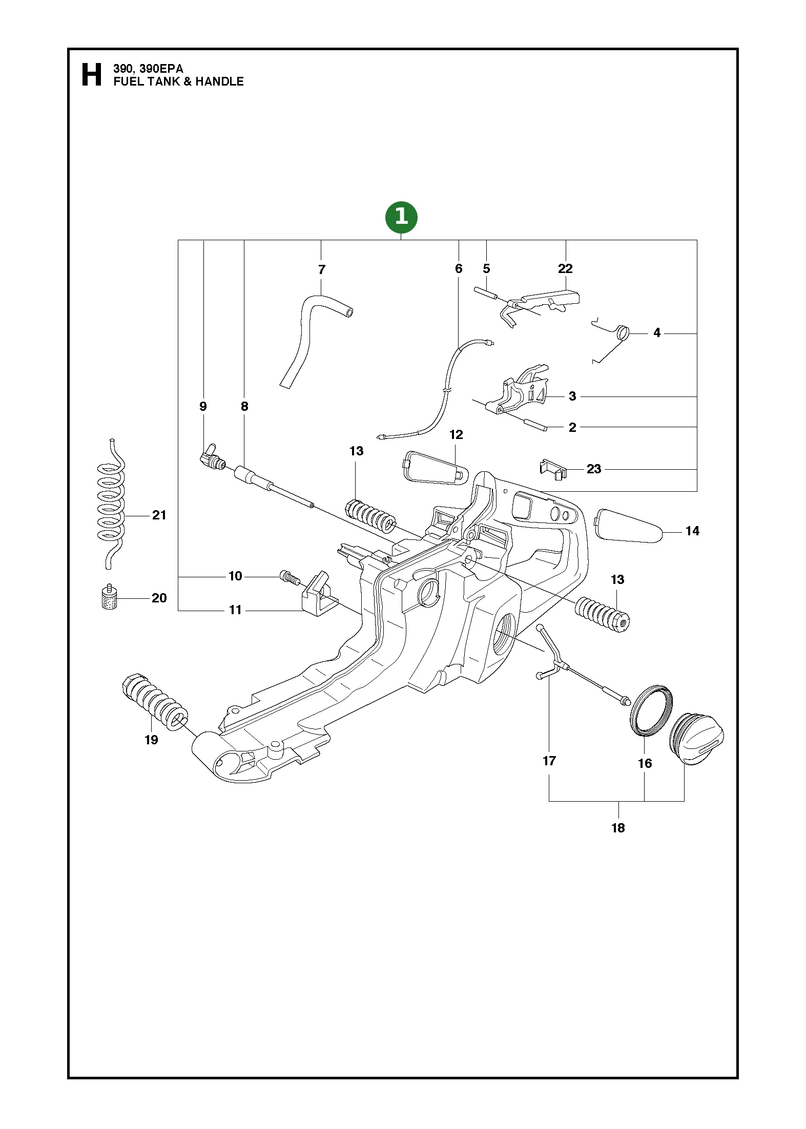 Kraftstofftank f&uuml;r Husqvarna Motors&auml;gen 385 XP,...