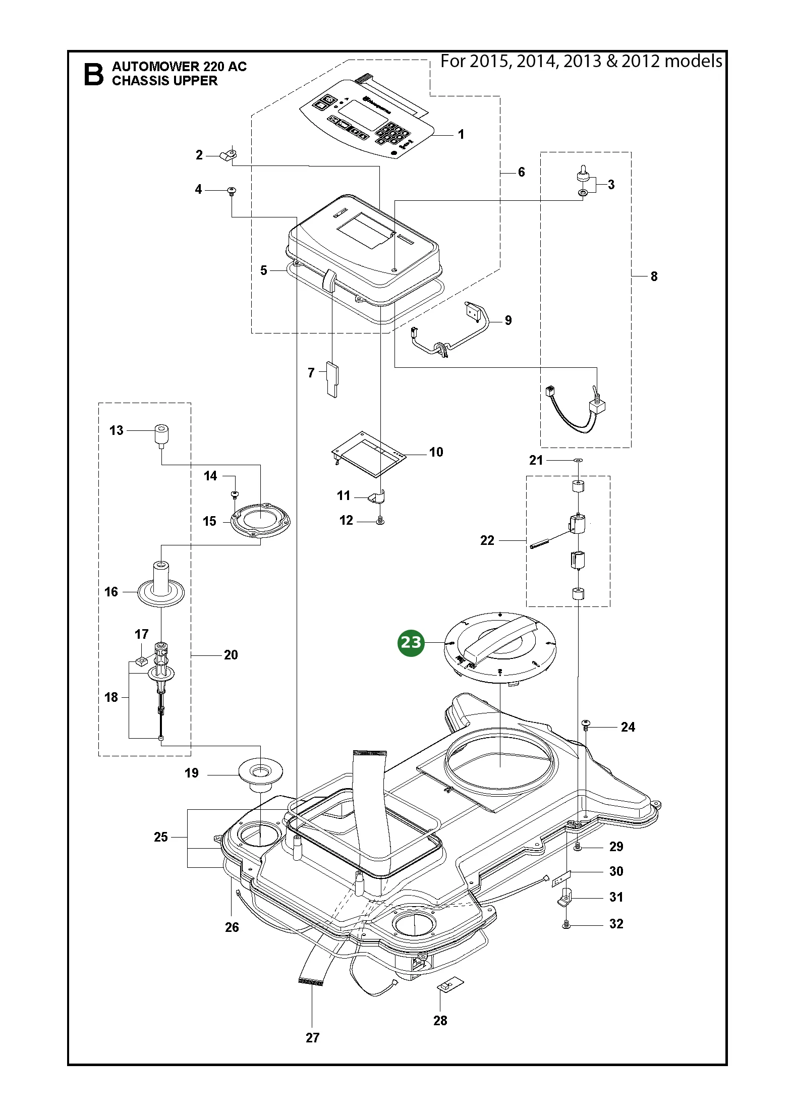 Lenkrad f&uuml;r Husqvarna Automower 220 AC, 260 ACX, 210...